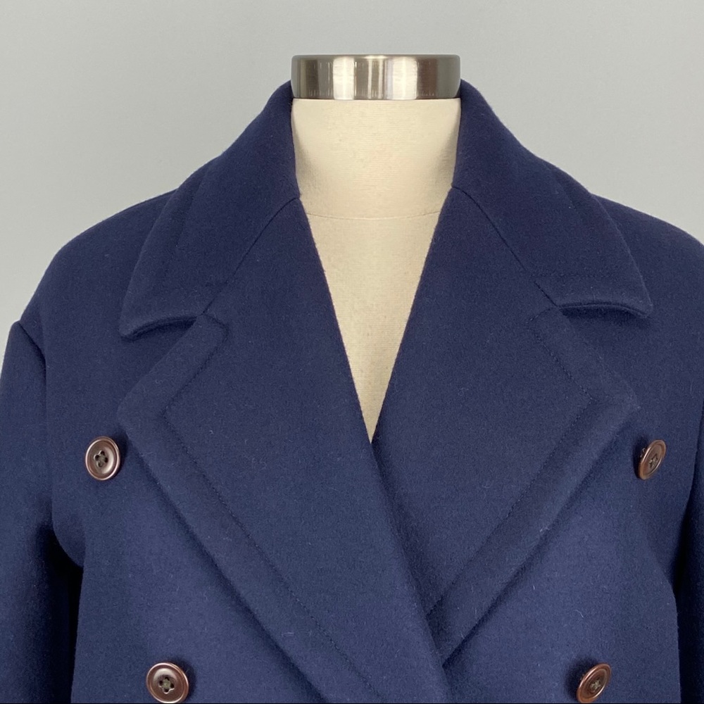 J Crew Womens Melton Wool Blue Double Breasted Peacoat B6474 Warm size 00 - Picture 2 of 15